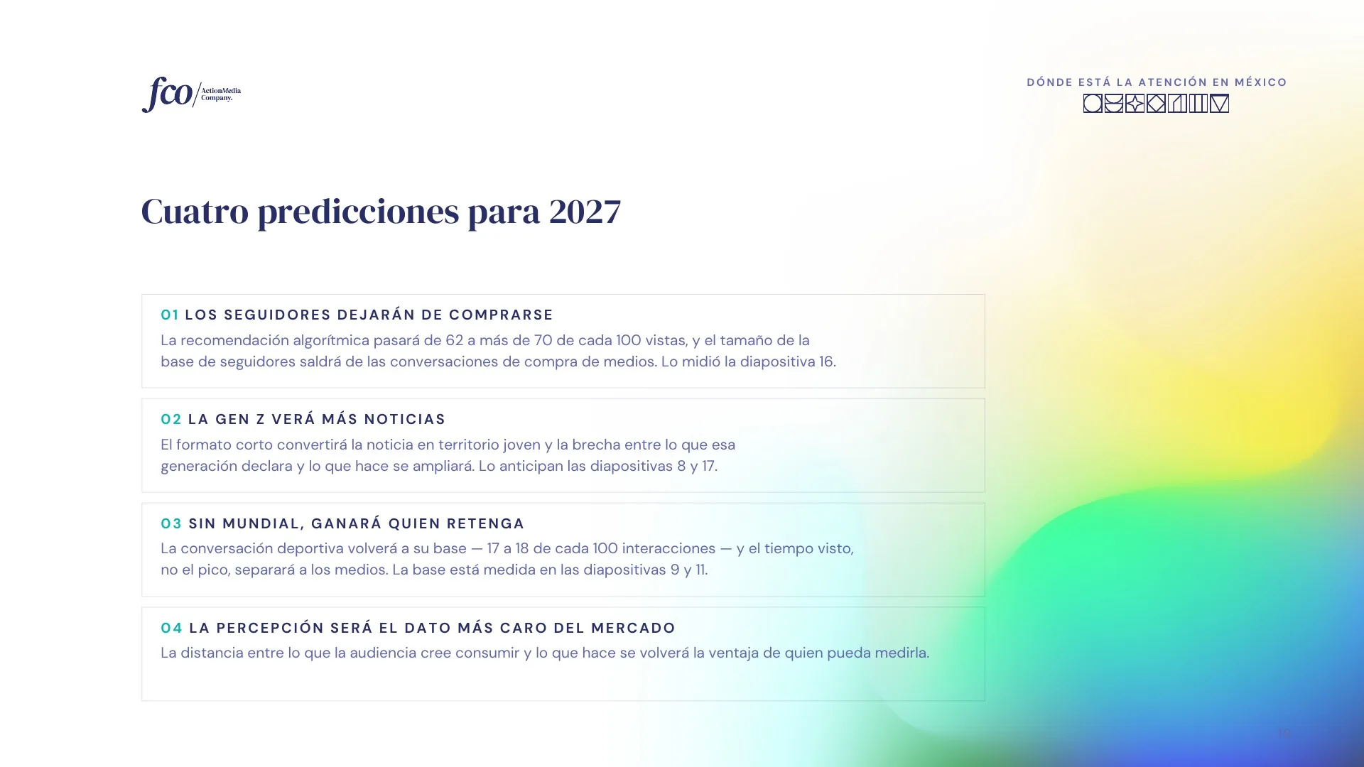 Lámina 19 de 26: Cuatro predicciones para 2027